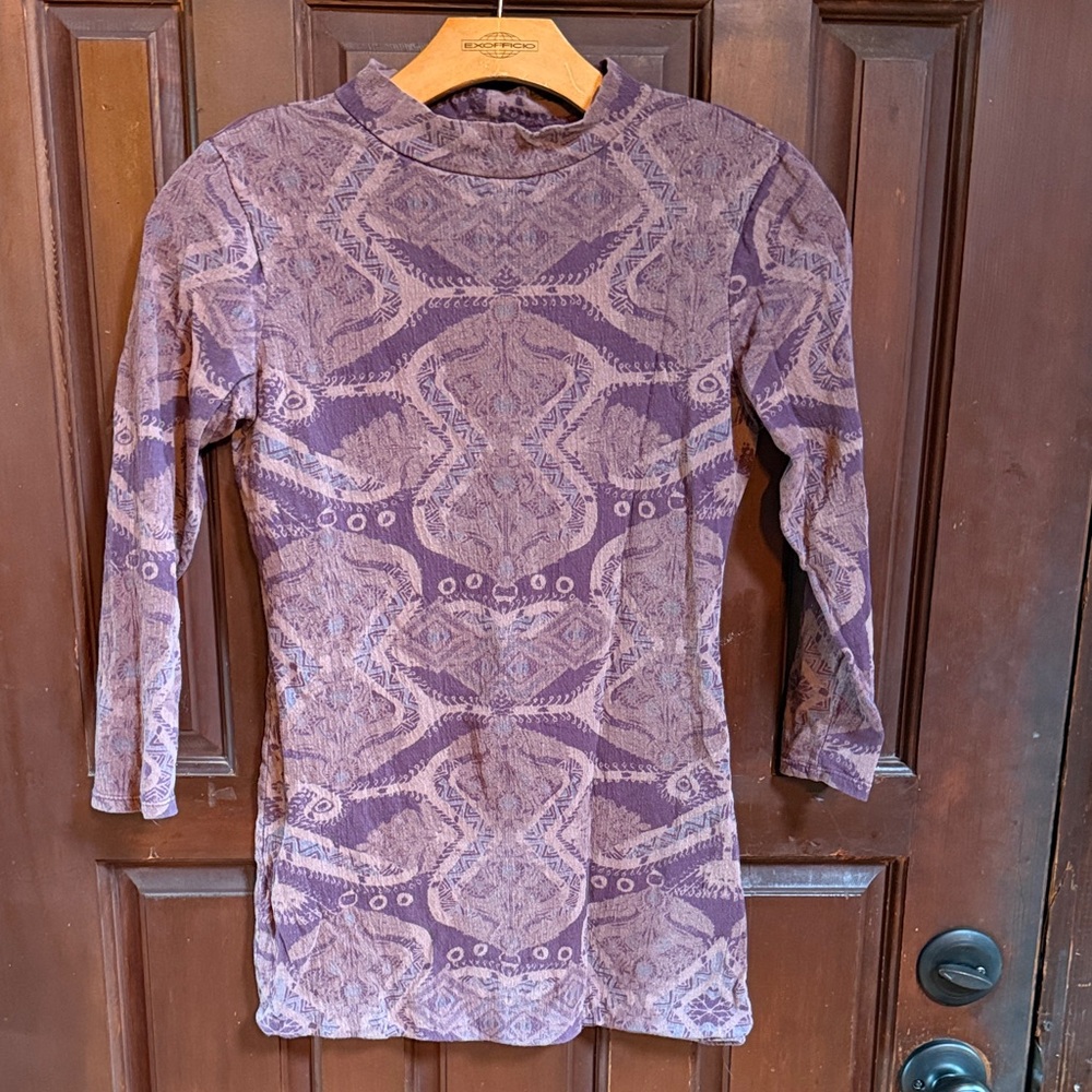 Purple Patterned Long Sleeve Top